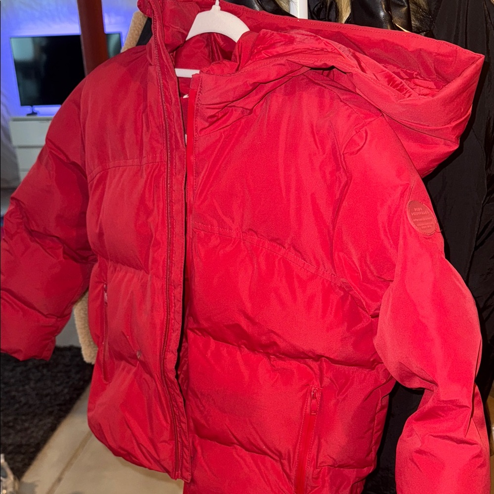 Zara Kids Red Hooded Puffer Jacket